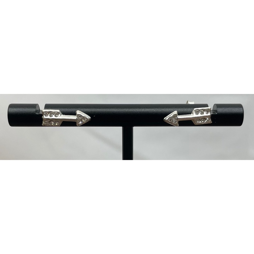 Arrow Stud Earrings‎ Silver Tone Rhinestone Dainty Minimalist Y2K
